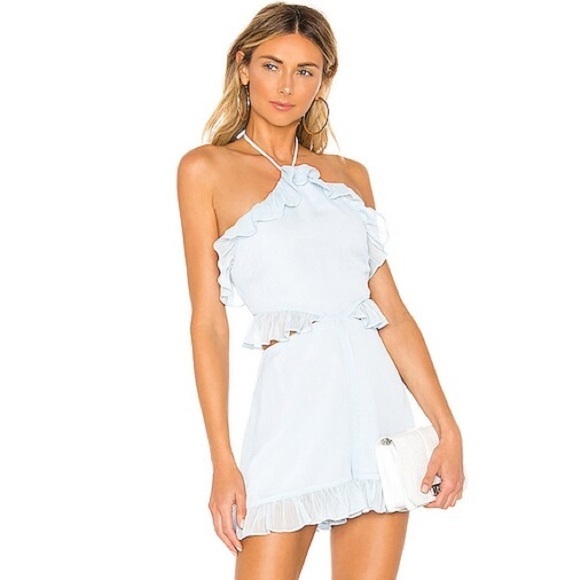 Tularosa Dresses & Skirts - Revolve Tularosa Thea Halter Ruffle Romper in Baby Blue